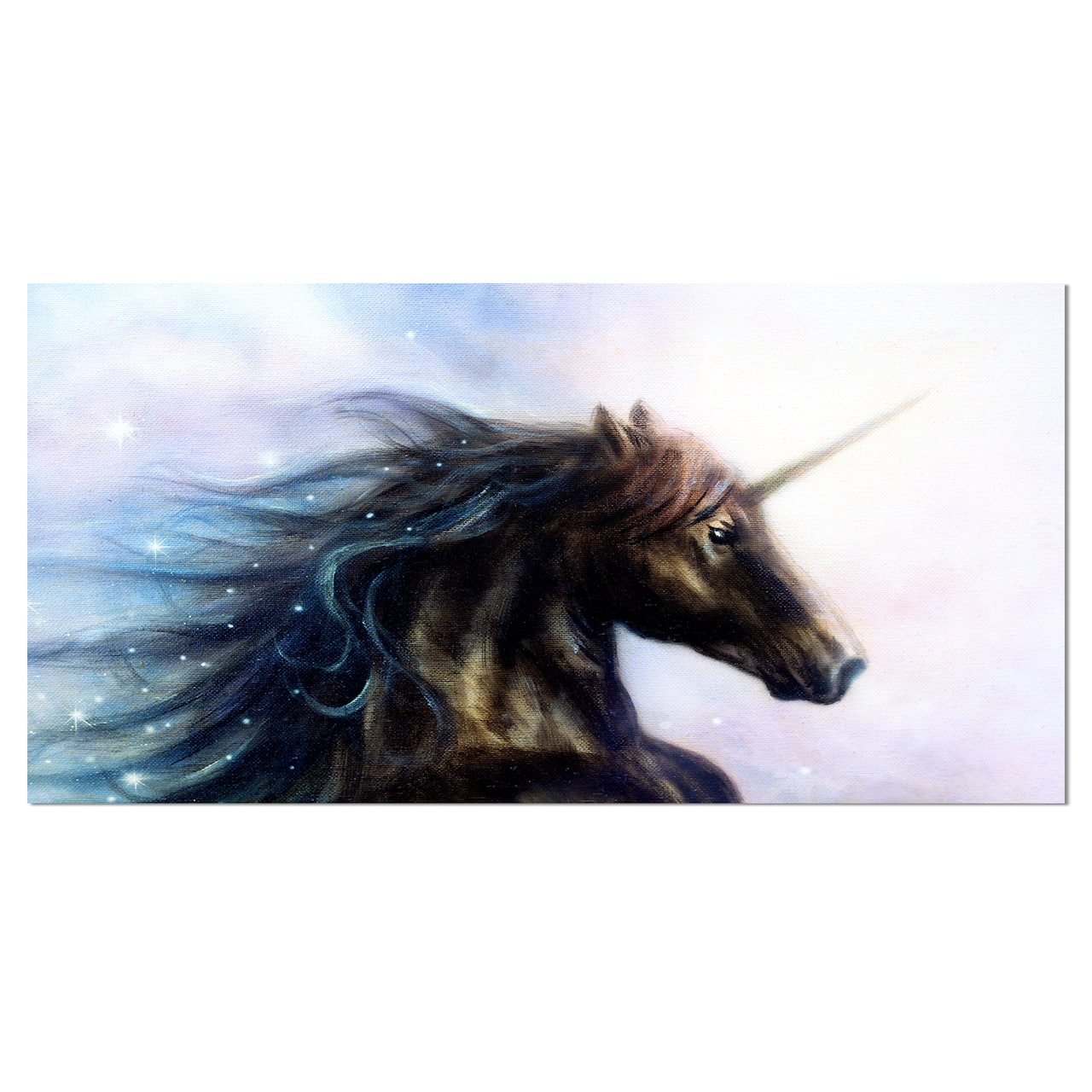 Designart - Black Unicorn - Animal Canvas Art Print